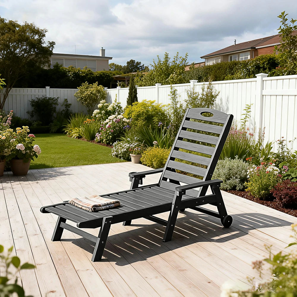 HDPE Patio Chaise Lounge with Arms