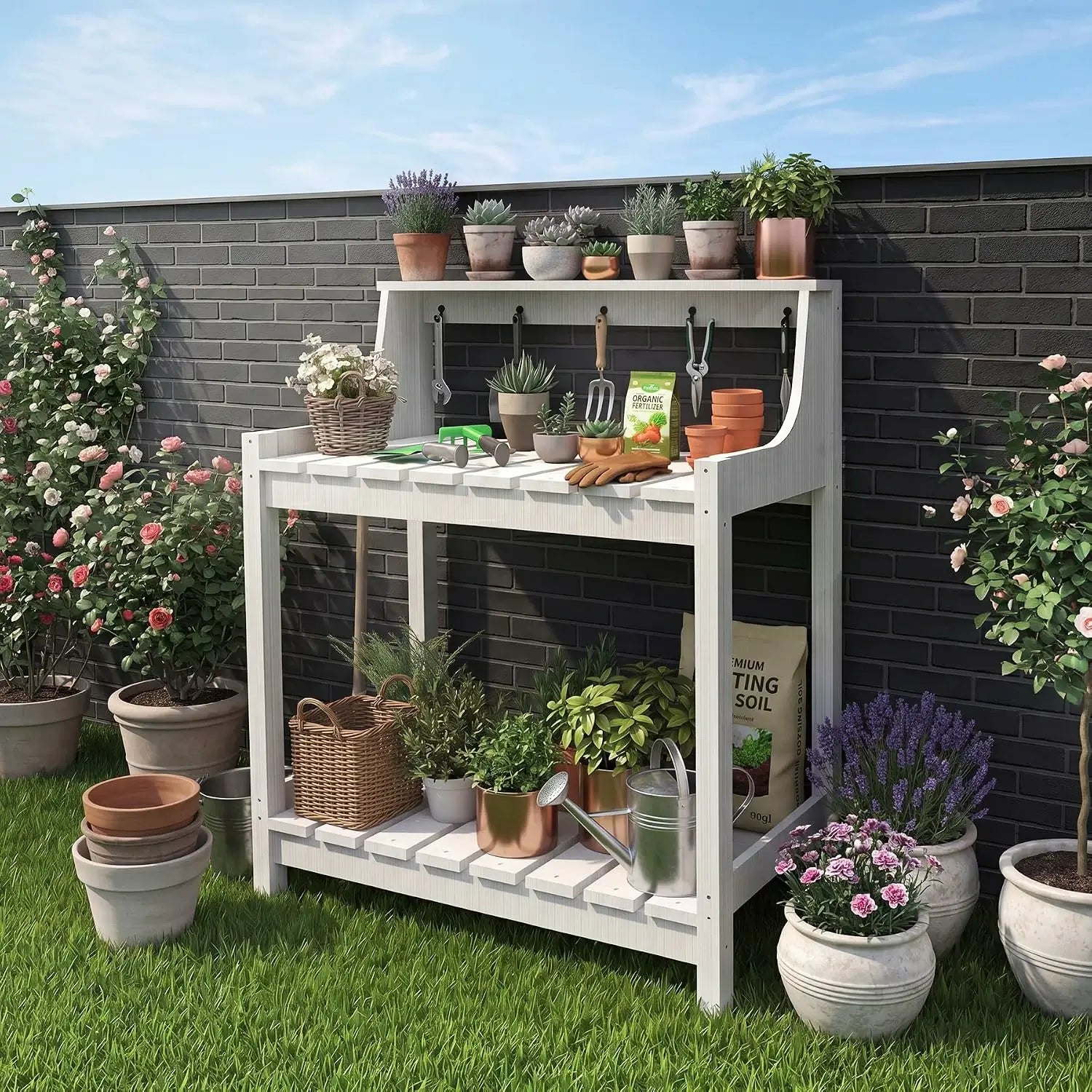HDPE Outdoor Potting Bench Table