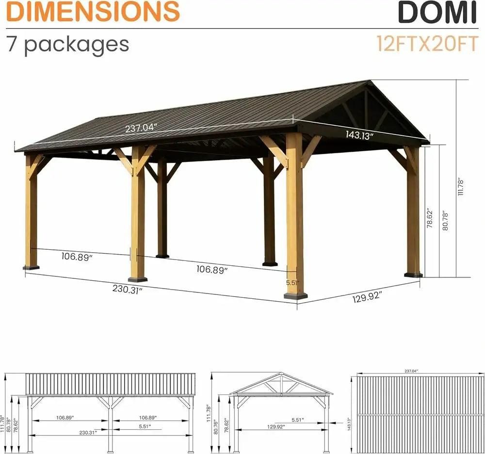 Domi Outdoor Living wood gazebo#size_12'x20' Gable Roof