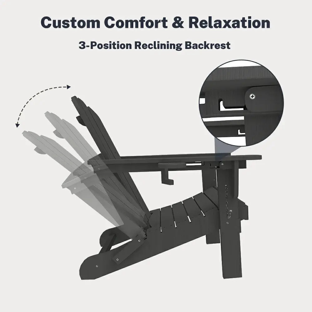 Domi 3-position reclining black adjustable Muskoka & Adirondack chair reclining mechanism