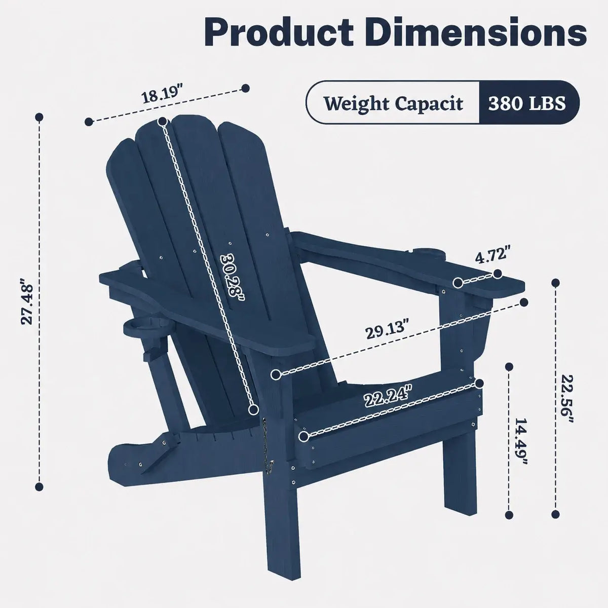 Domi dark blue HDPE Muskoka & Adirondack chair dimensions and 380 lbs weight capacity