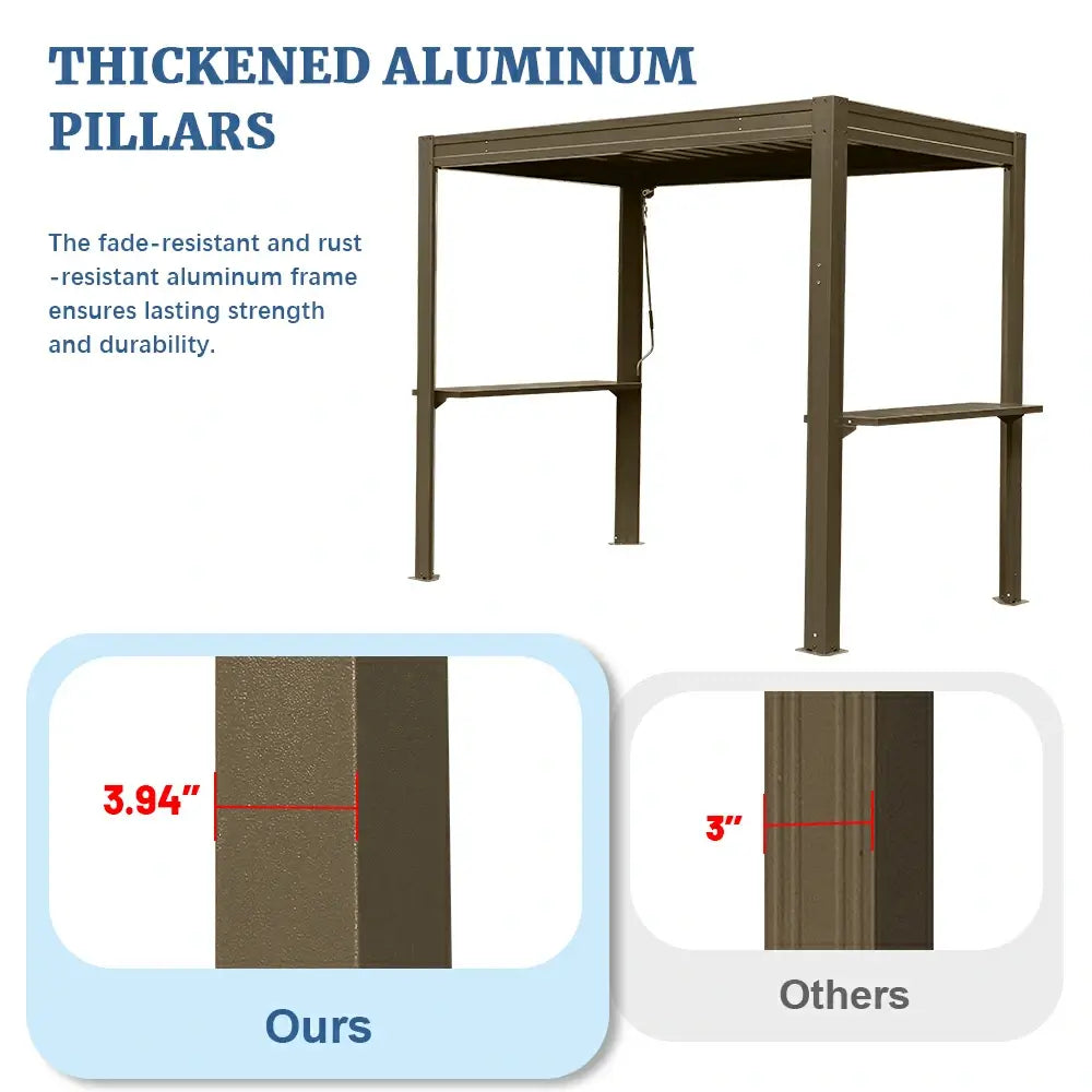 8' x 5' Aluminum Grill Gazebo with Adjustable Louvered Roof
