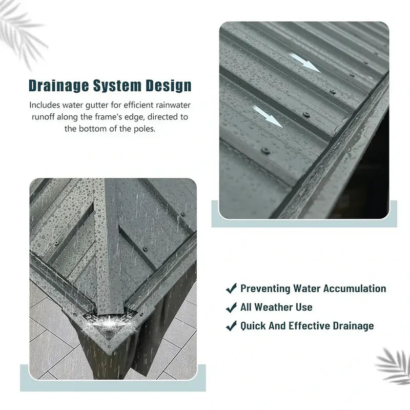 Hardtop Gazebo Dark Gray with Drainage Gutters