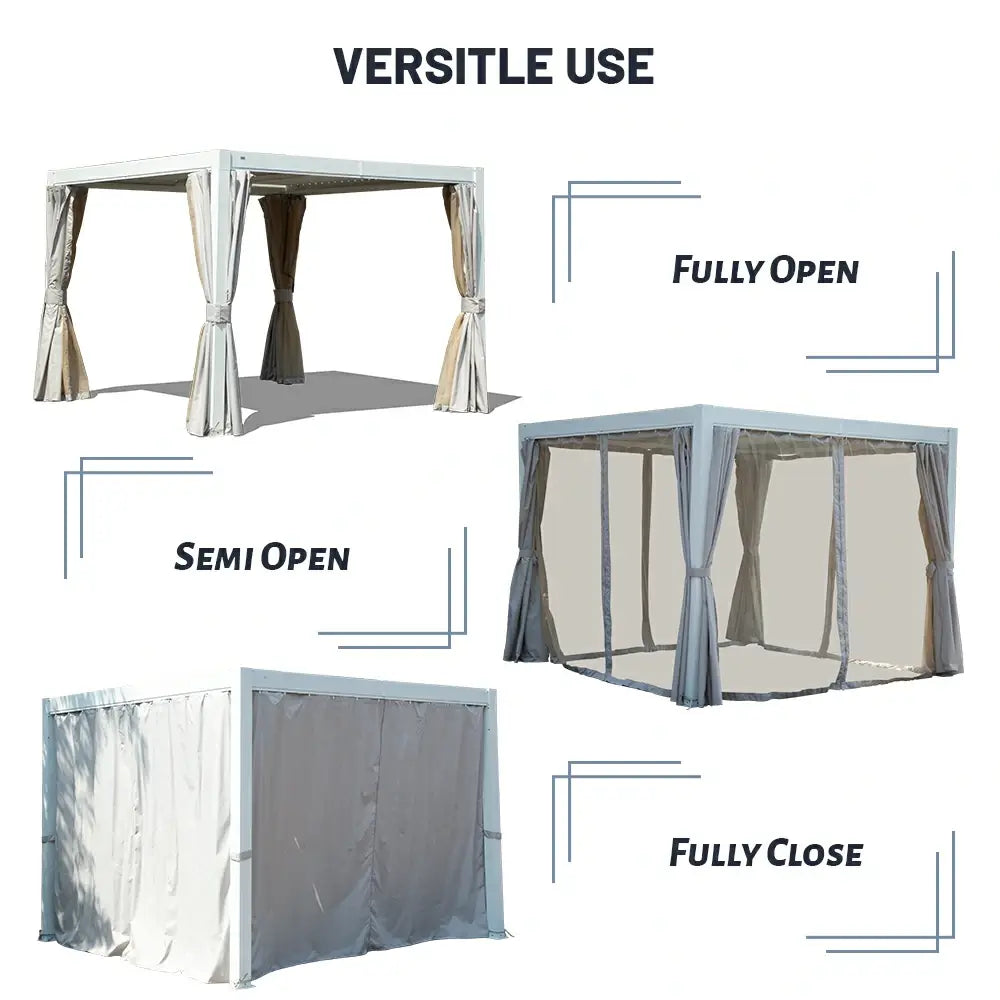 Domi Outdoor Living Louvered Pergola #Color_White #Size_10' x 10'