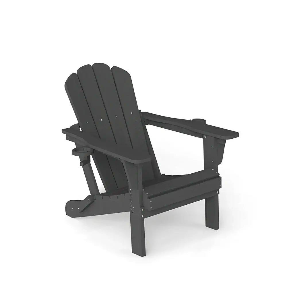 Domi Outdoor Living black classic HDPE Muskoka Adirondack chair with dual cup holders