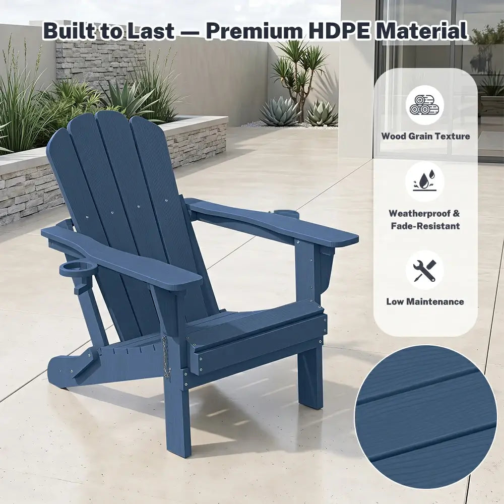 Domi classic HDPE dark blue Muskoka Adirondack chair weather resistant material