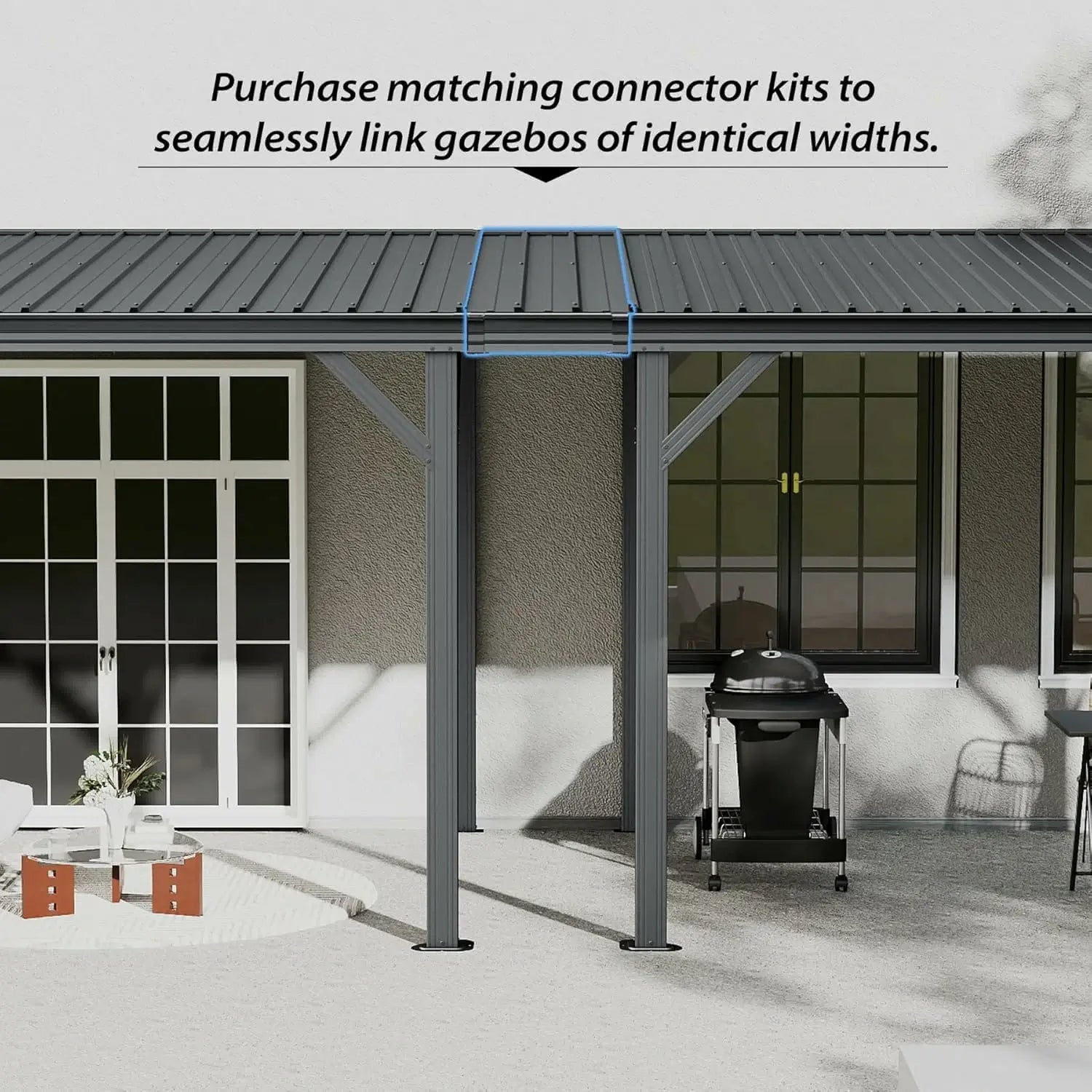 Galvanized Steel Wall-Mounted Hardtop Gazebo