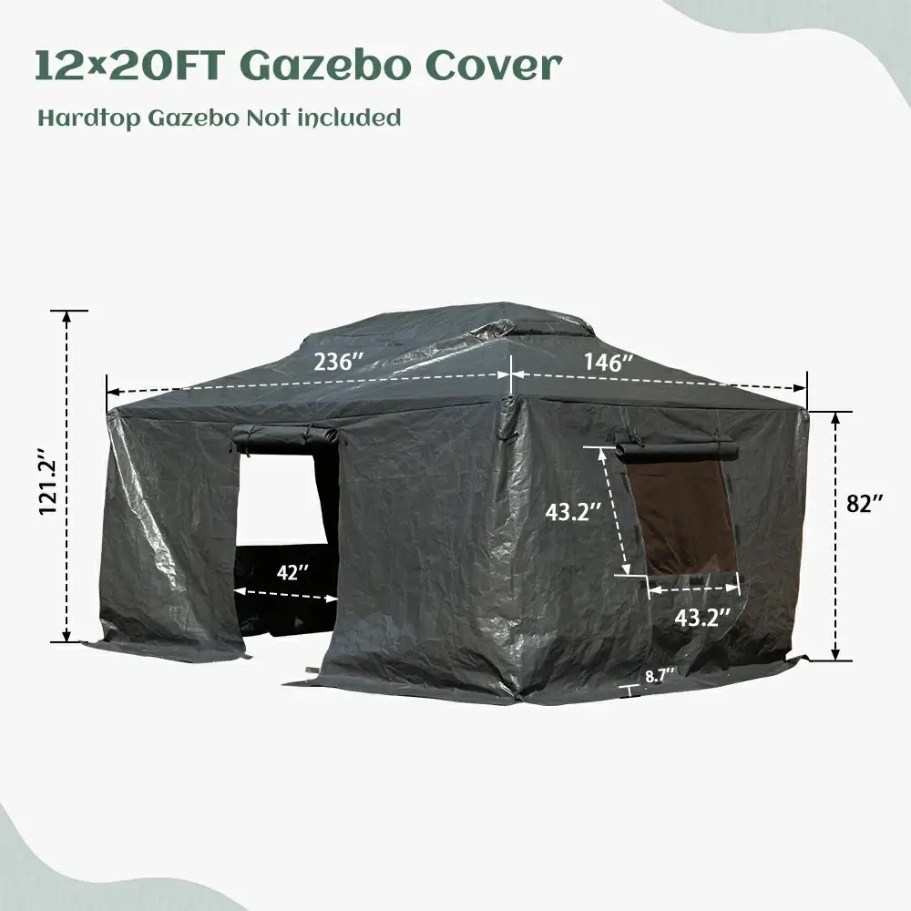 Gray Gazebo Cover#size_12' x 20'