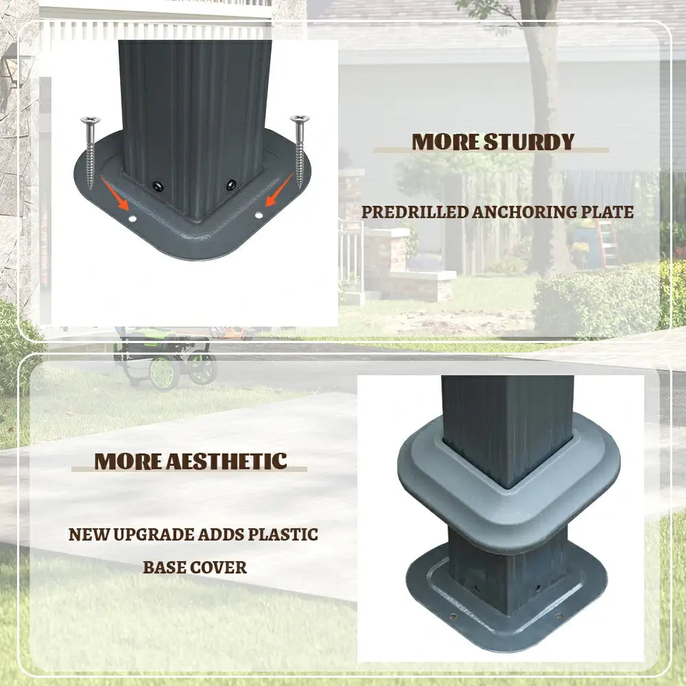 Galvanized Steel Hardtop Gazebo Dark Gray with Resin Roof & Gutters