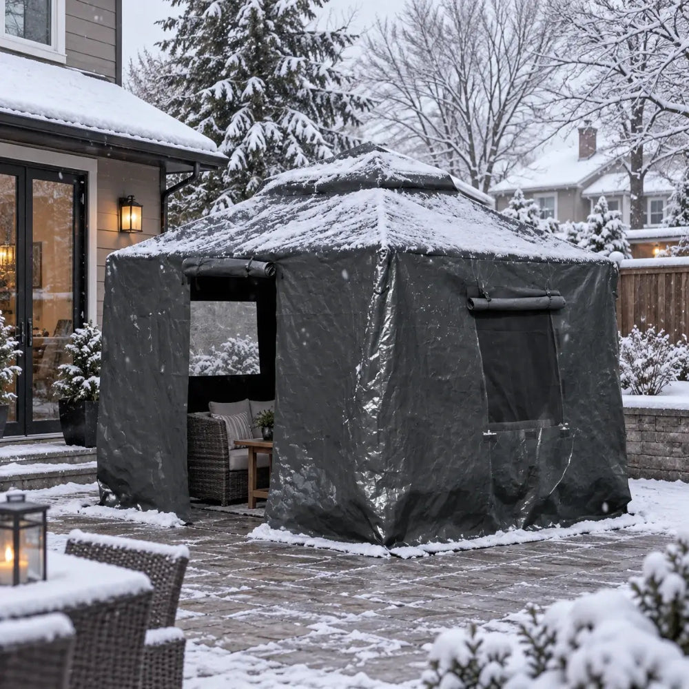 Universal Winter Gazebo Cover Gray
