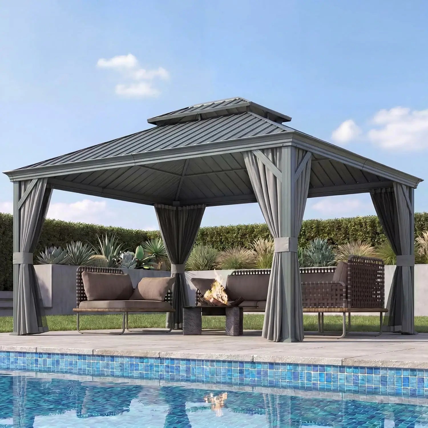 Domi Outdoor Living hardtop gazebo gray#size_10'x12'