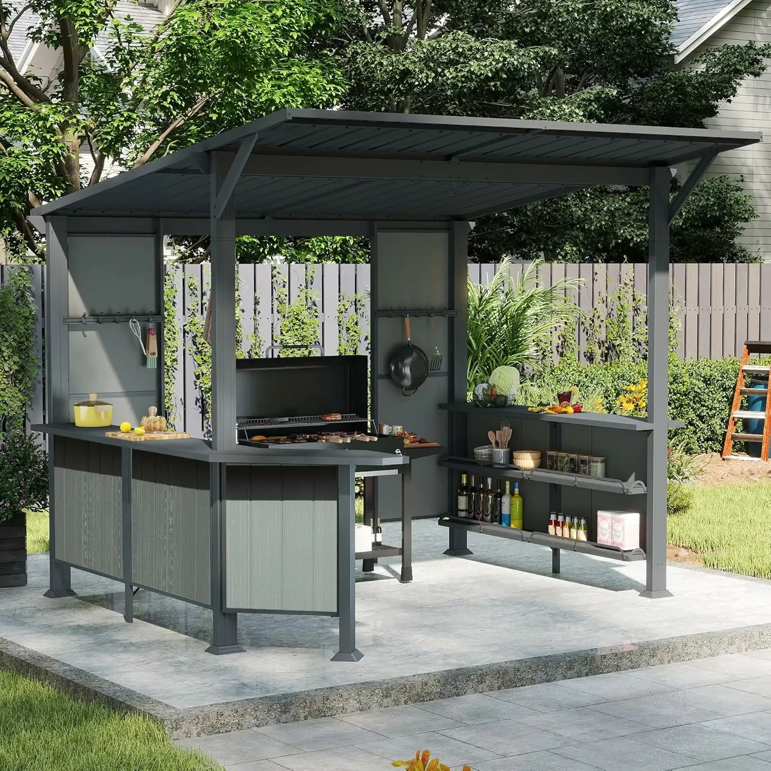 9' x 10' Hardtop Grill Gazebo w/ Expansion Platform