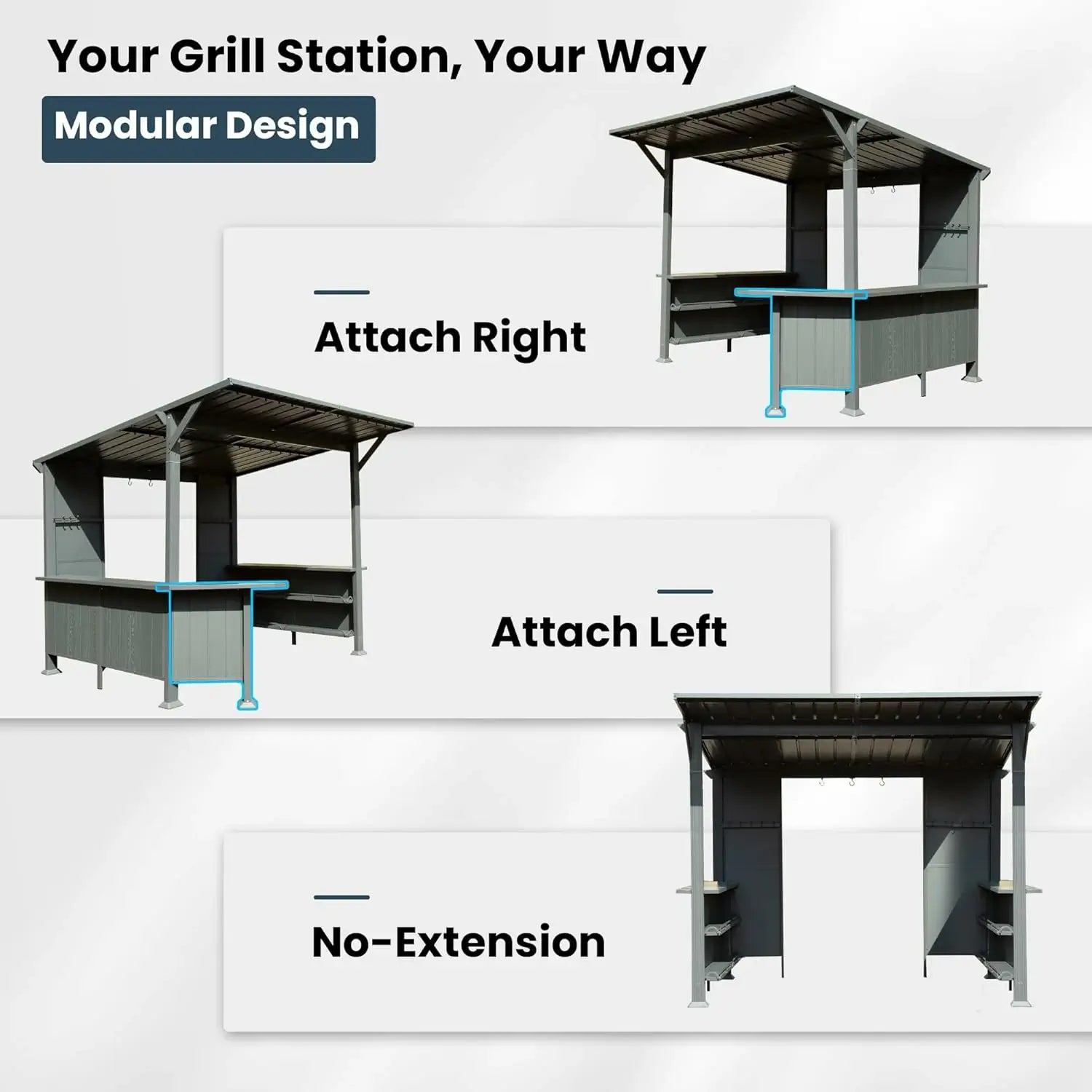 9' x 10' Hardtop Grill Gazebo w/ Expansion Platform