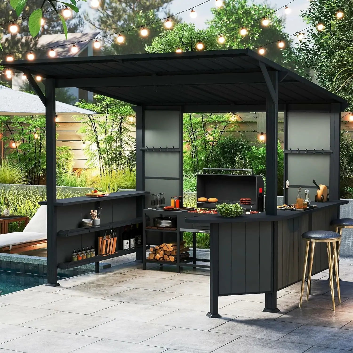 9' x 10' Hardtop Grill Gazebo w/ Expansion Platform