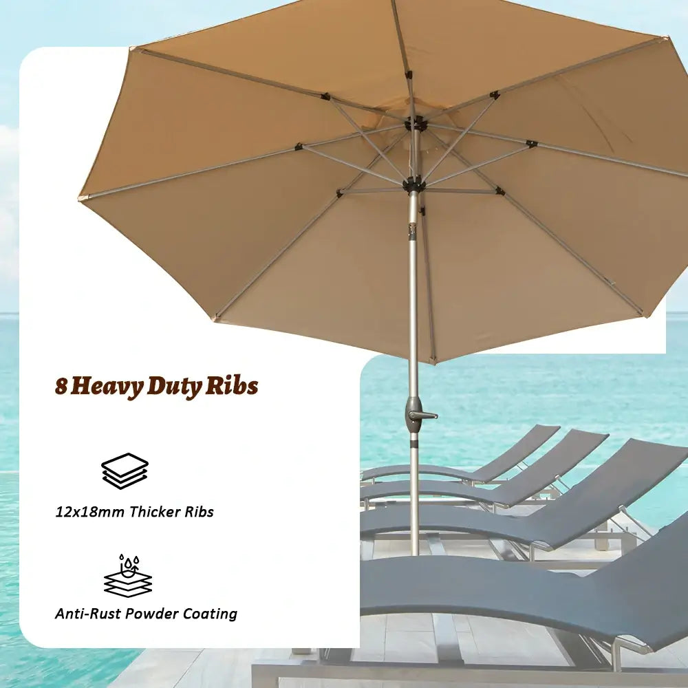 Patio Umbrella - 10 FT Aluminum Round Market Umbrella