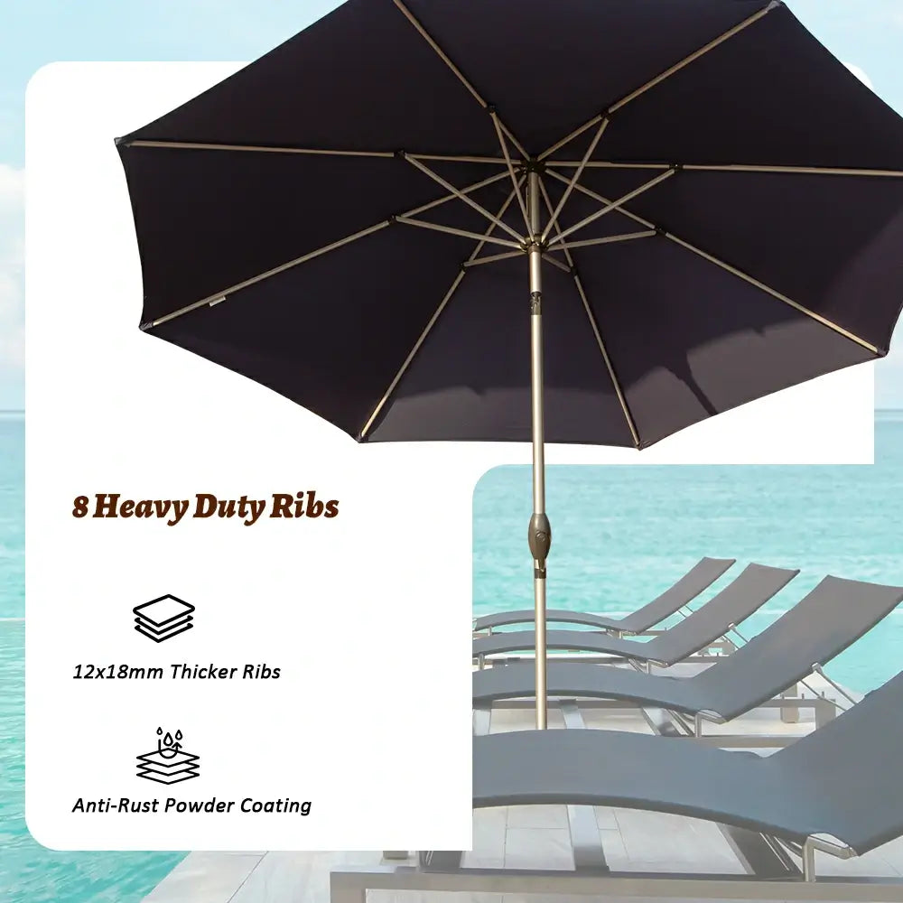 Patio Umbrella - 10 FT Aluminum Round Market Umbrella
