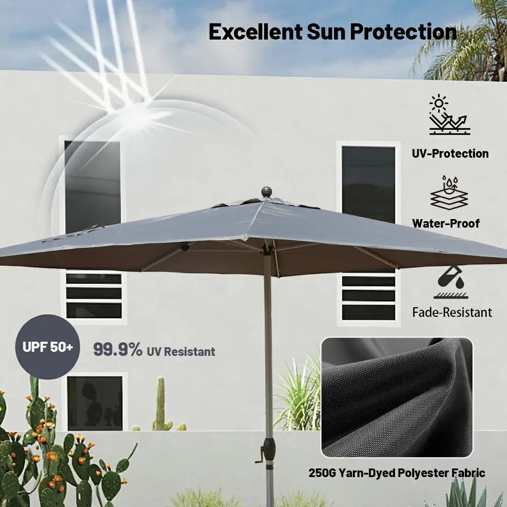 Patio Umbrella - 9FT x 11.5 FT Aluminum Rectangular Market Umbrella