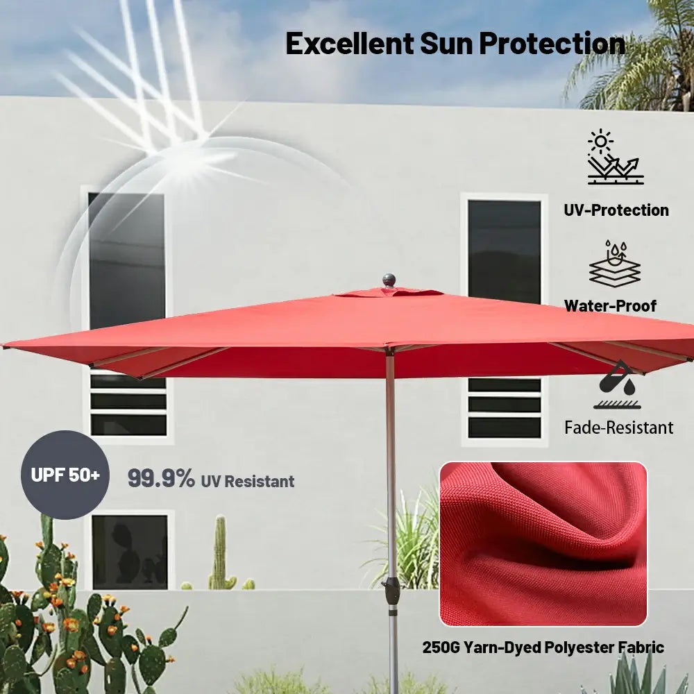 Patio Umbrella - 9FT x 11.5 FT Aluminum Rectangular Market Umbrella