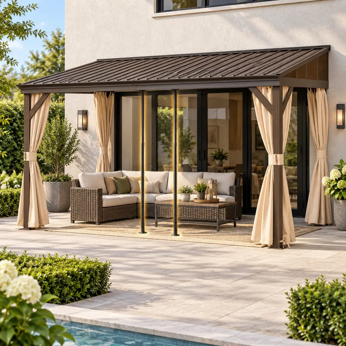 Universal Support Pole for Wall-Mounted Gazebo/Sunroom — 2 Pieces