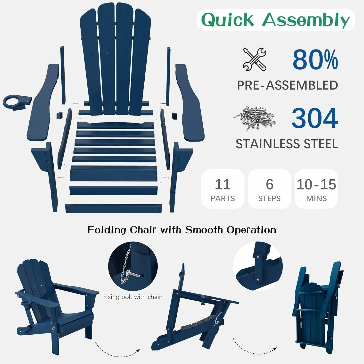 Domi Outdoor Living Adirondack Chairs#color_Dark Blue