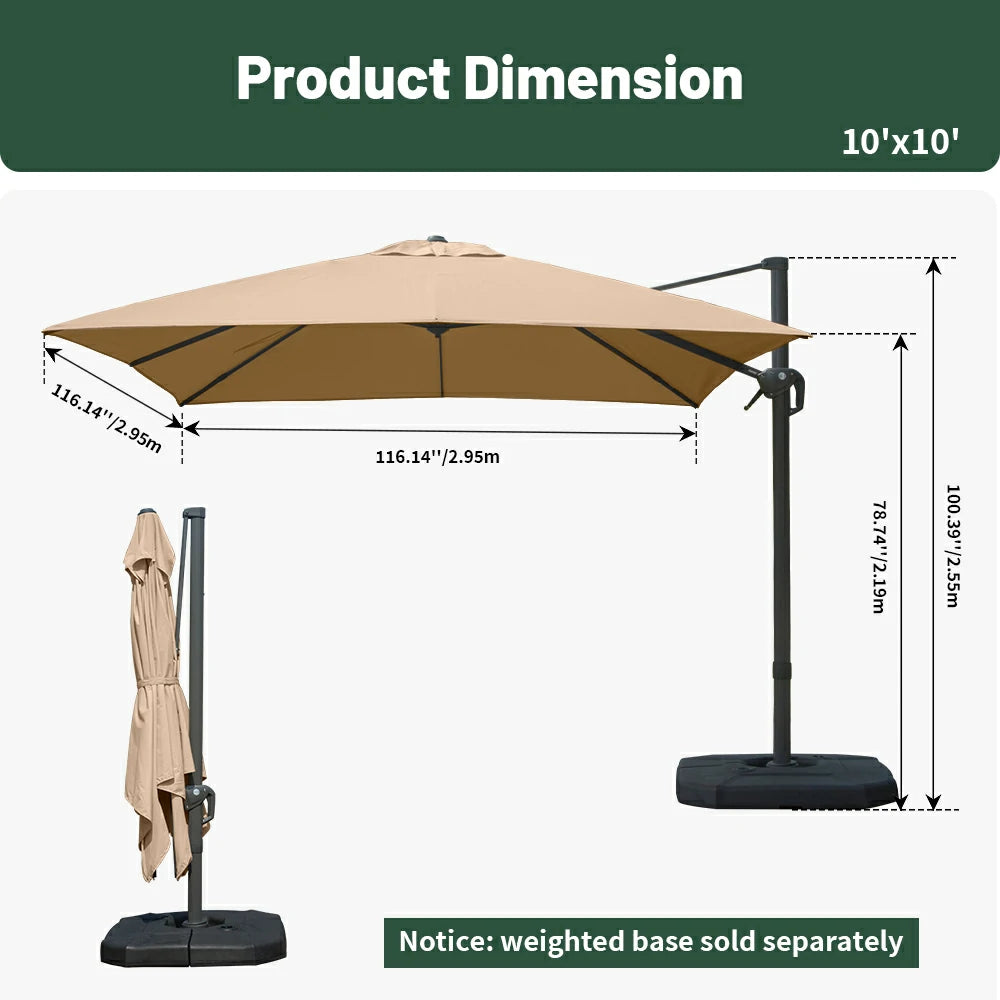 domi cantilever umbrella #size_10'x10' #color_beige