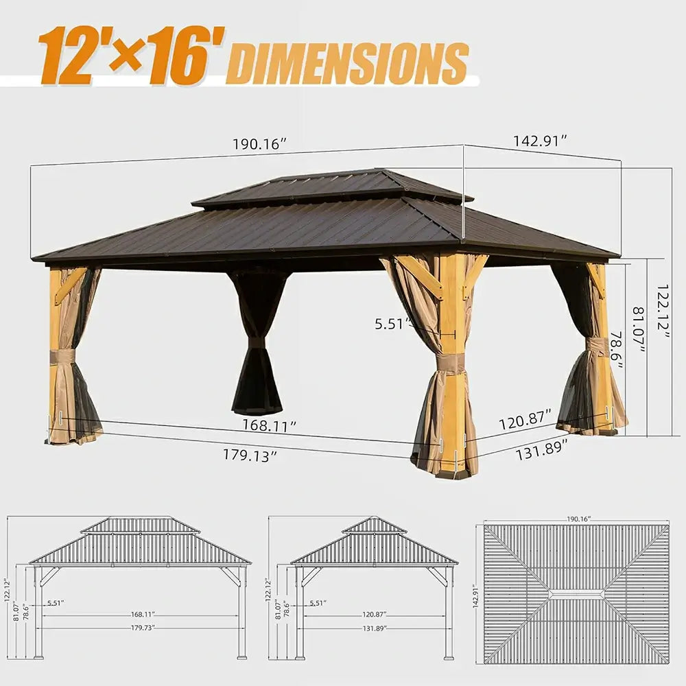Domi Outdoor Living wood gazebo#size_12'x16'
