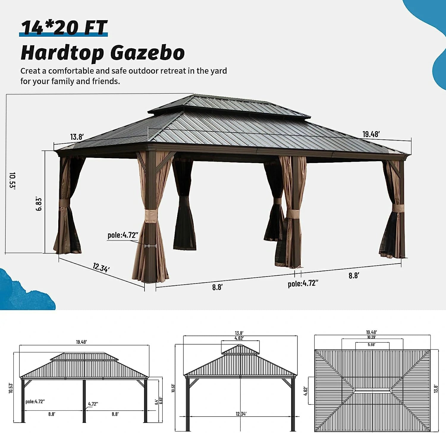 Domi Hardtop gazebo#size_14'x20'