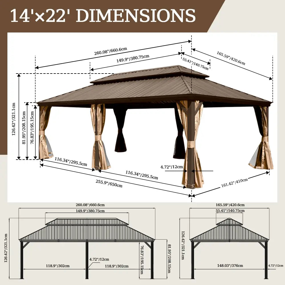 Domi Hardtop gazebo#size_14'x22'