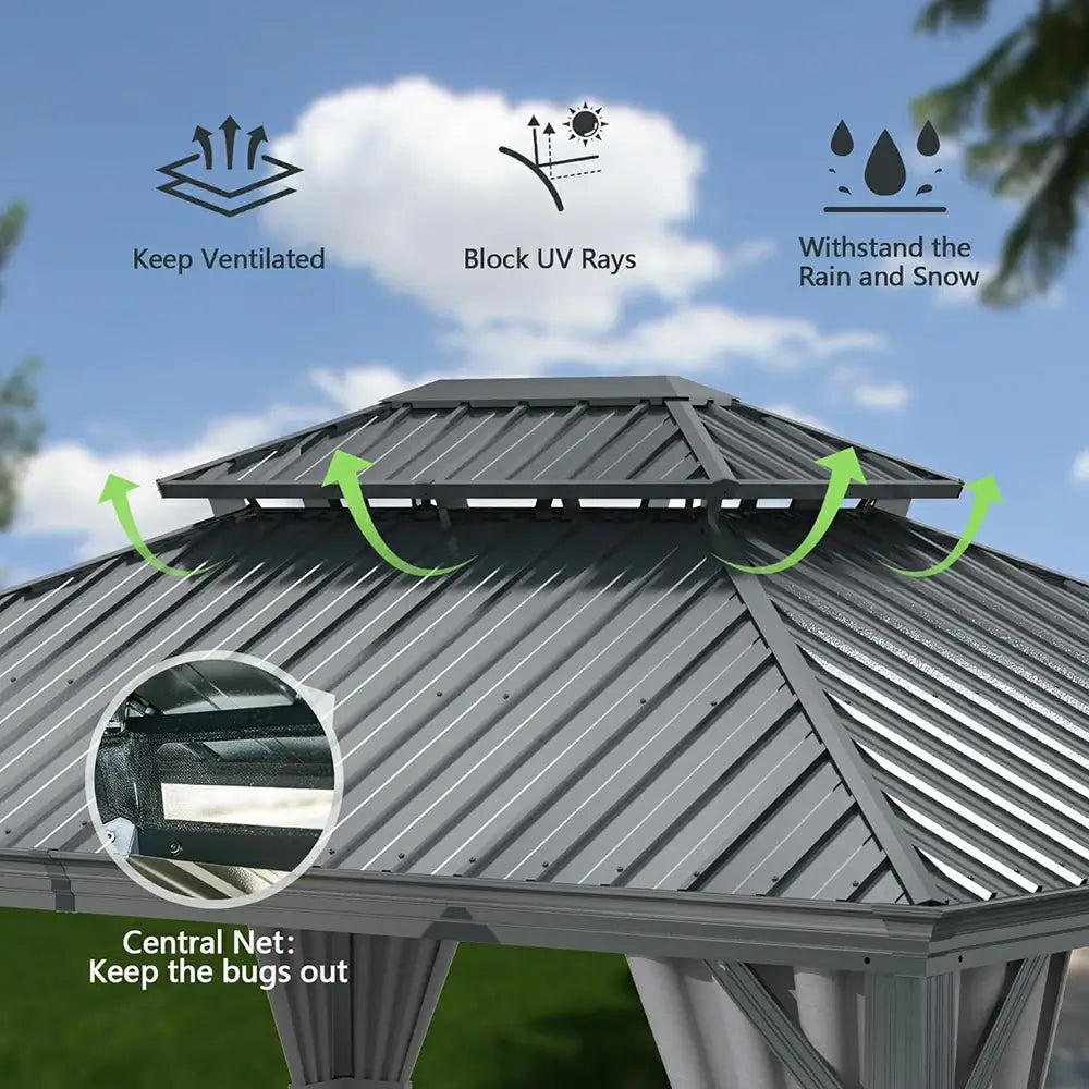 Domi Outdoor Living hardtop gazebo gray#size_10'x14'