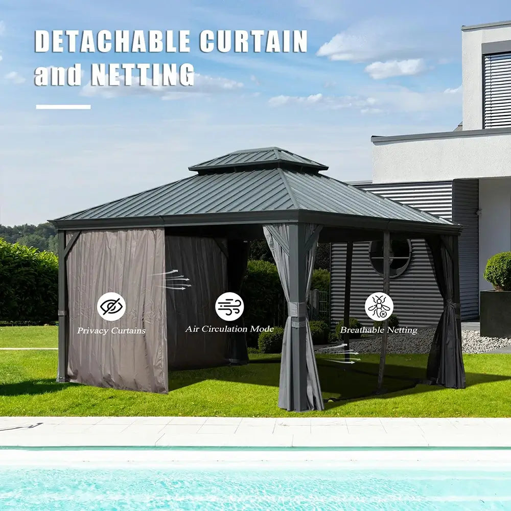 Domi Outdoor Living hardtop gazebo gray#size_10'x14'
