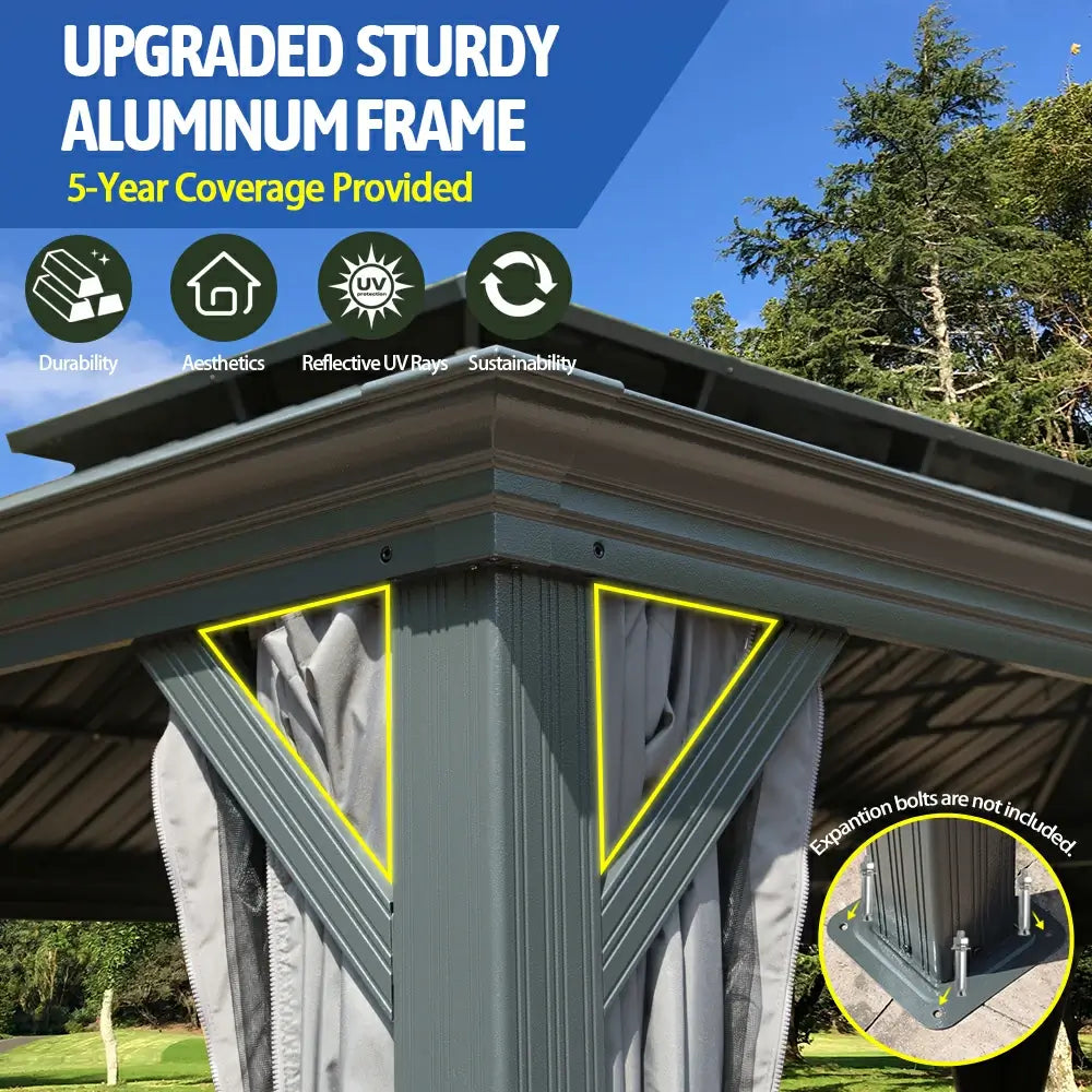 Domi Outdoor Living hardtop gazebo gray#size_14'x22'