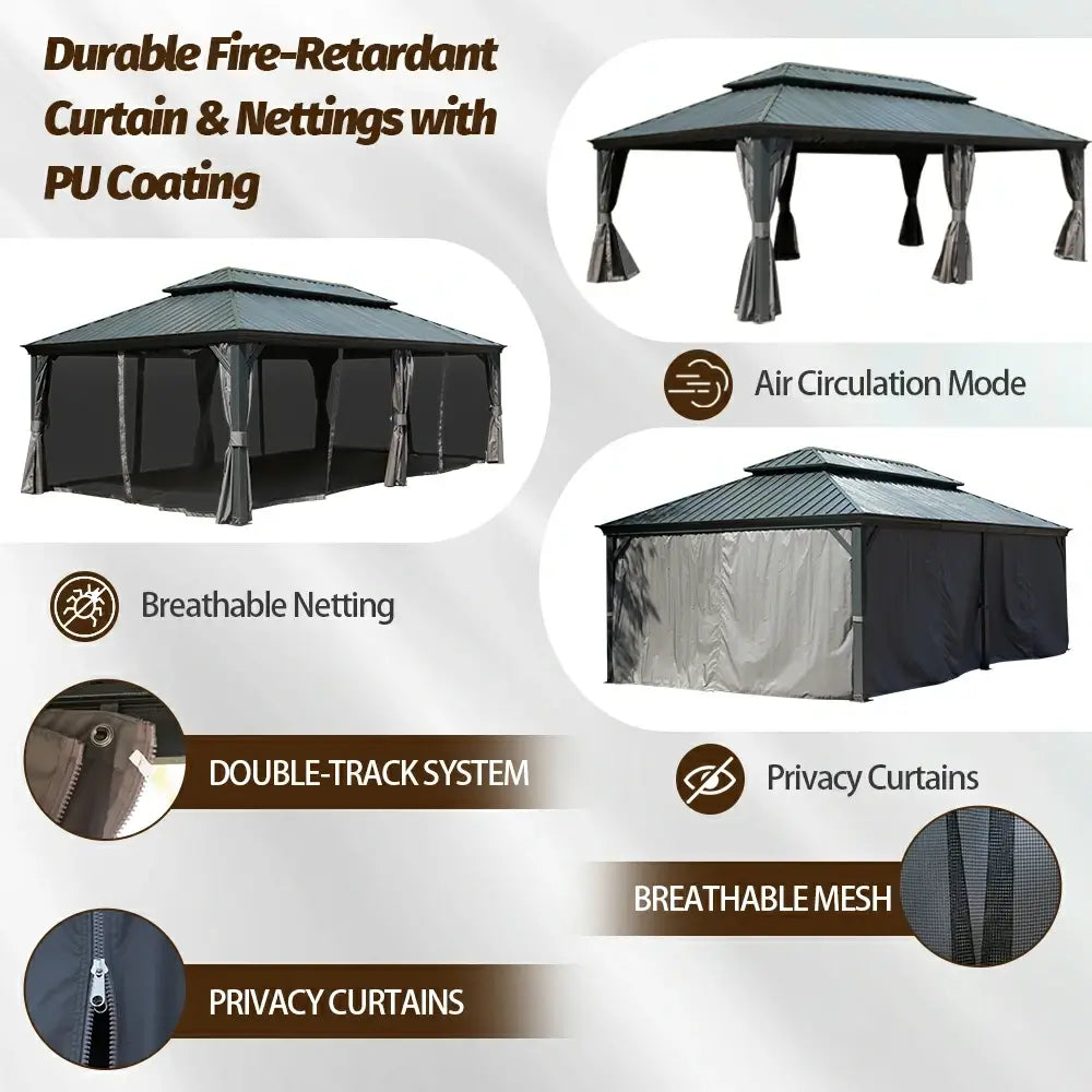 Domi Outdoor Living hardtop gazebo gray#size_14'x22'