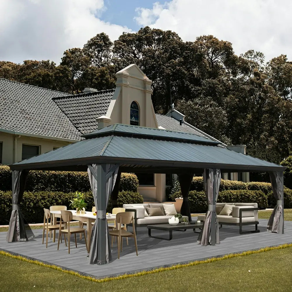 Domi Outdoor Living hardtop gazebo gray#size_14'x24'