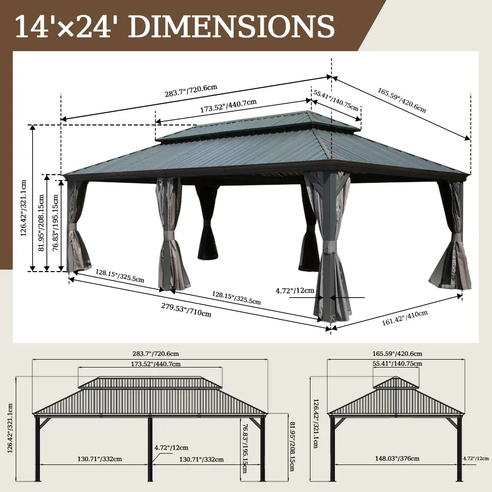 Domi Outdoor Living hardtop gazebo gray#size_14'x24'