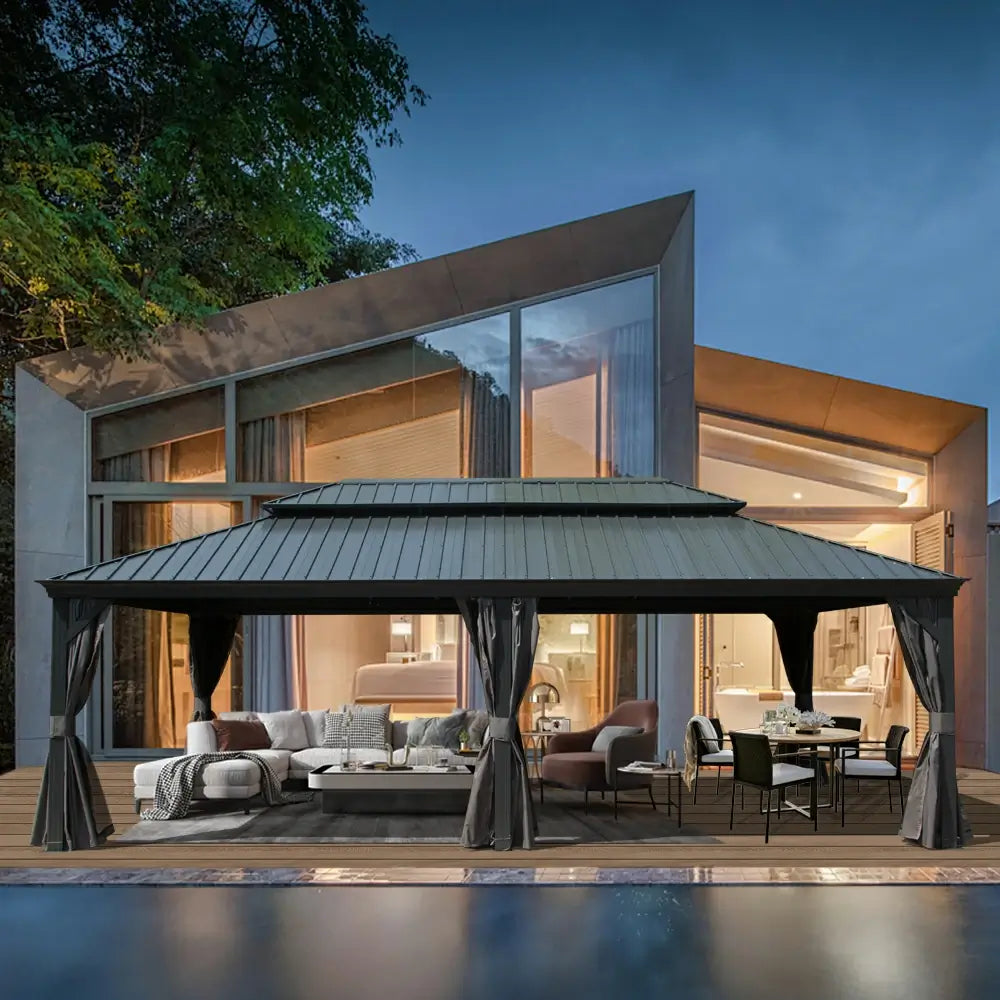 Domi Outdoor Living hardtop gazebo gray#size_14'x24'