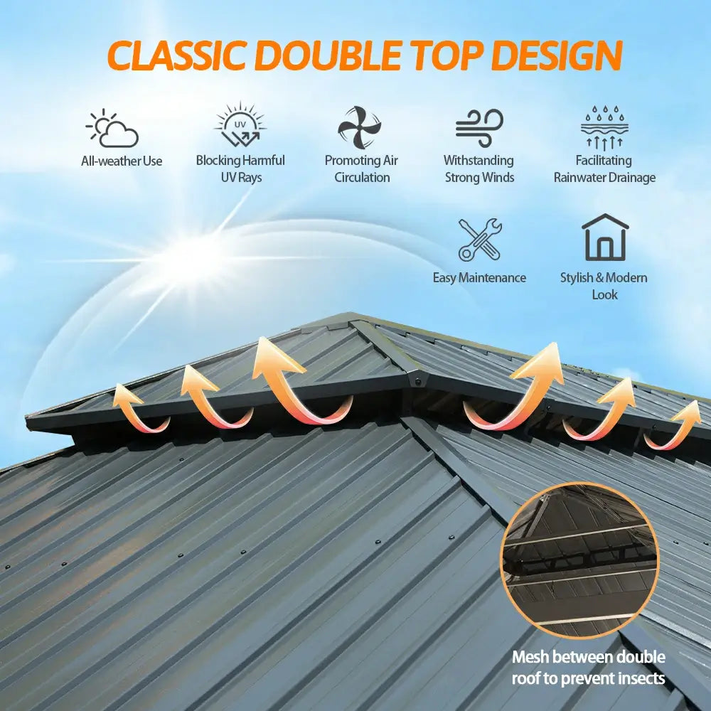 Domi Outdoor Living hardtop gazebo gray#size_14'x24'