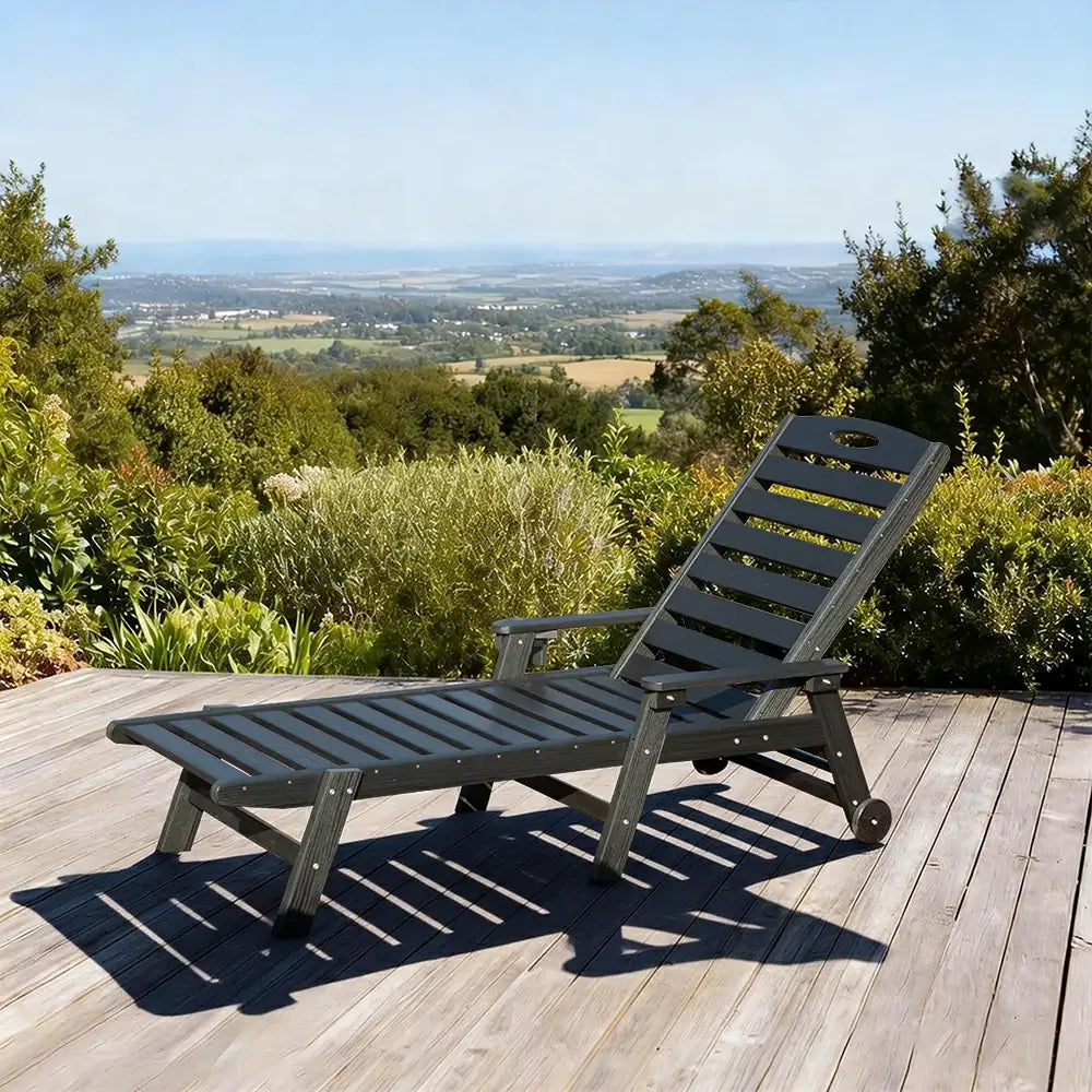 HDPE Patio Chaise Lounge with Arms