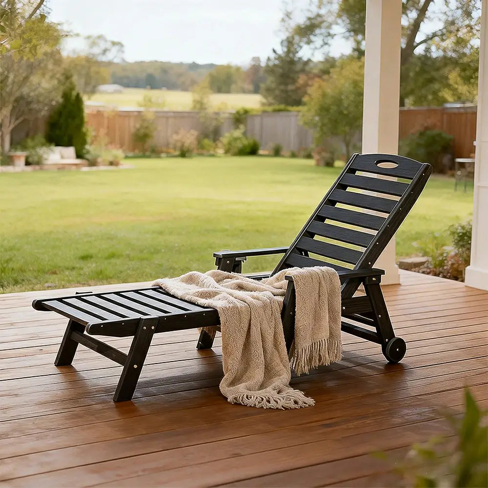 HDPE Patio Chaise Lounge with Arms