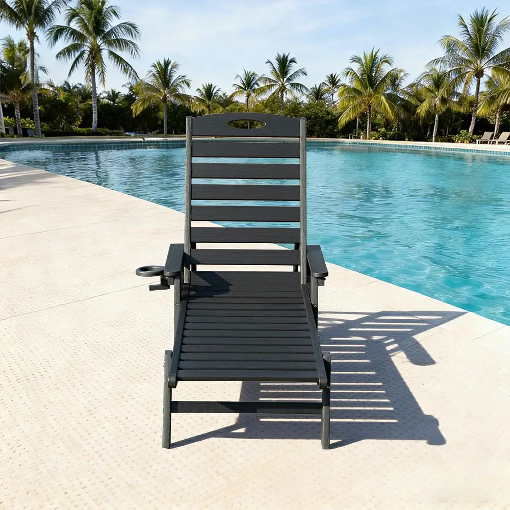 HDPE Patio Chaise Lounge with Arms
