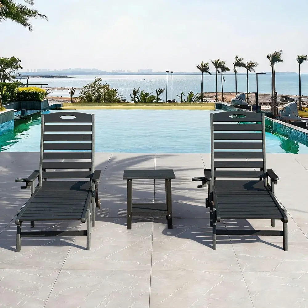 HDPE Patio Chaise Lounge with Arms