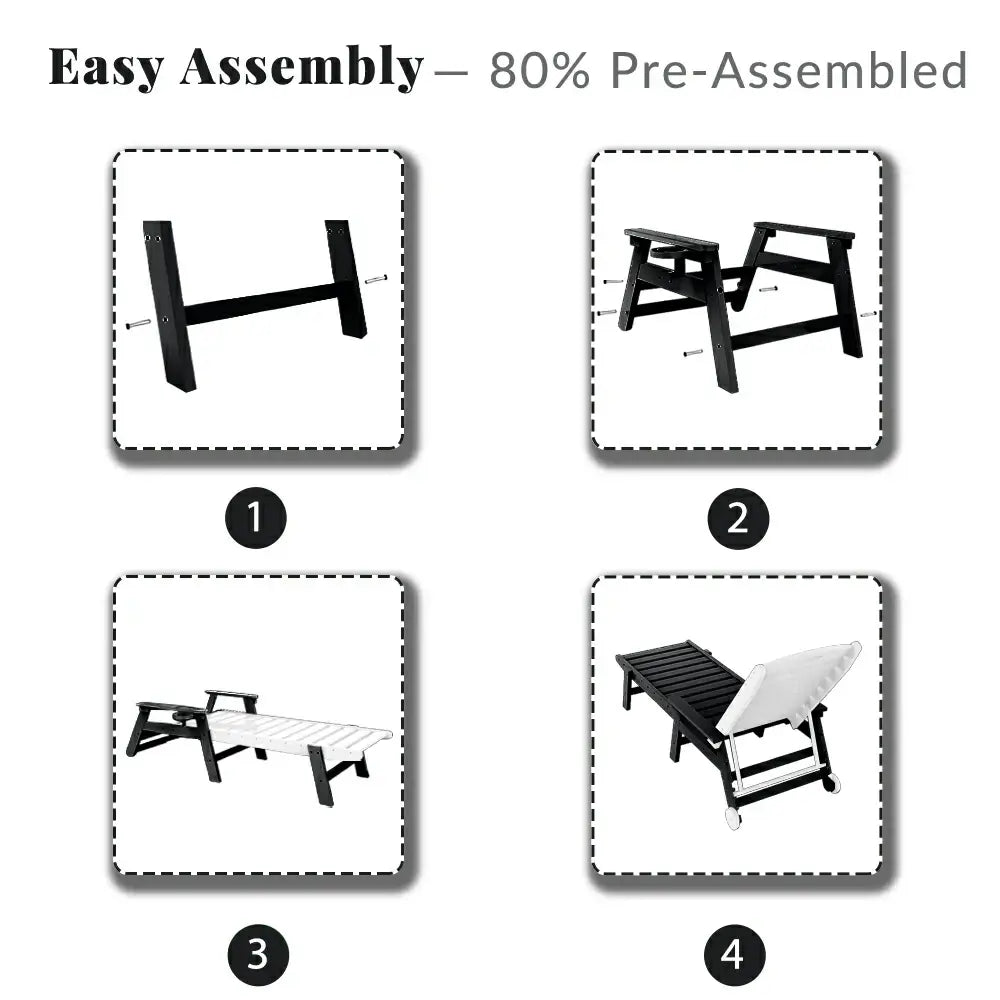 HDPE Patio Chaise Lounge with Arms