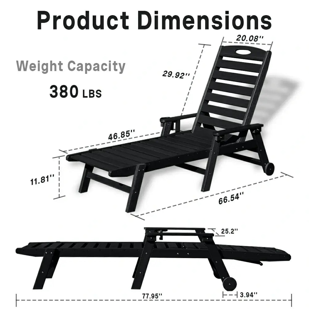 HDPE Patio Chaise Lounge with Arms