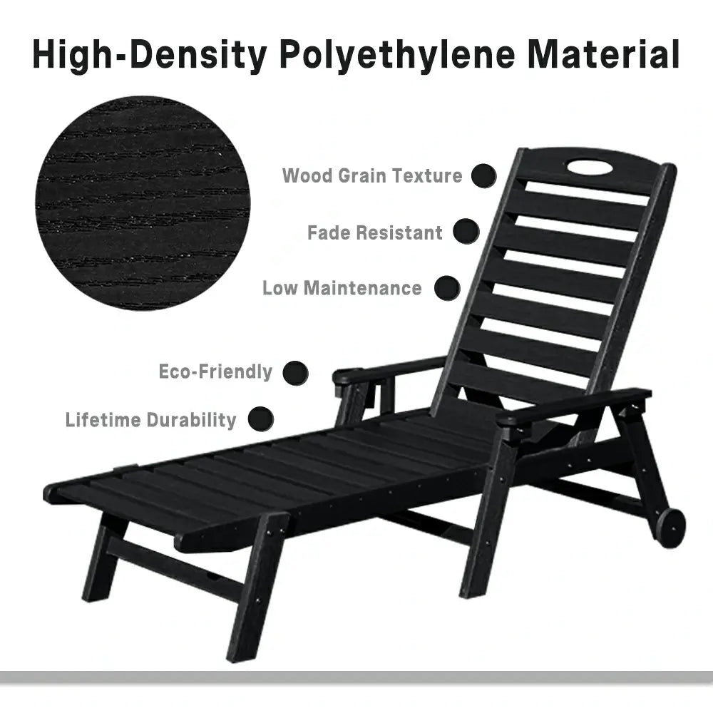 HDPE Patio Chaise Lounge with Arms