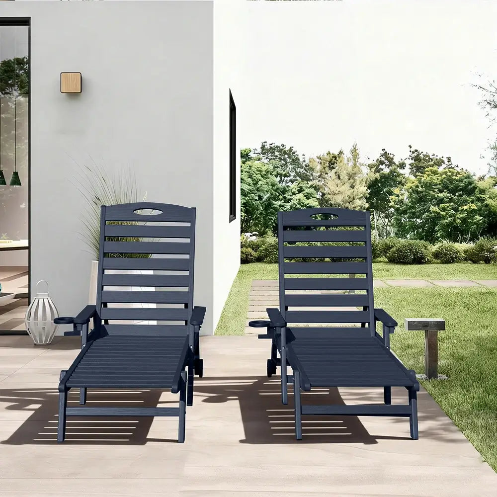 HDPE Patio Chaise Lounge with Arms