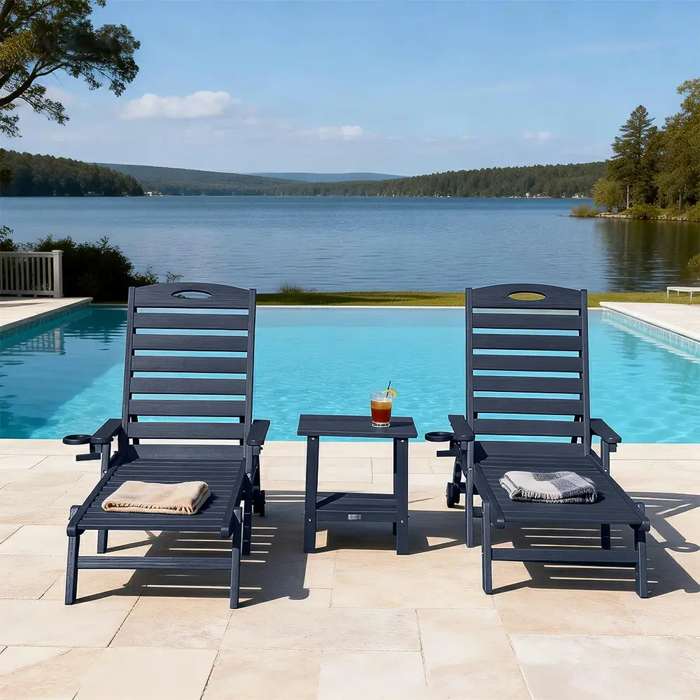 HDPE Patio Chaise Lounge with Arms