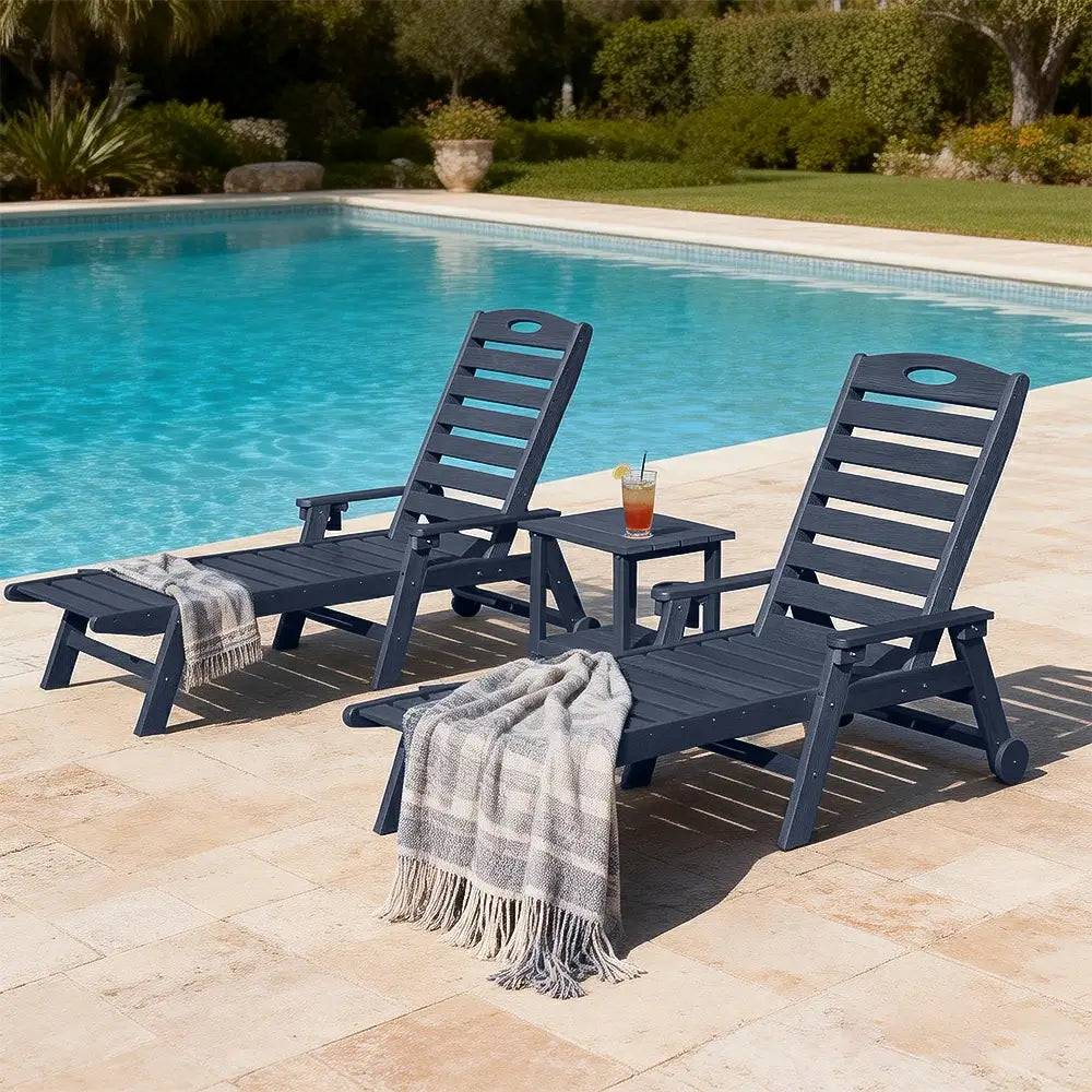 HDPE Patio Chaise Lounge with Arms