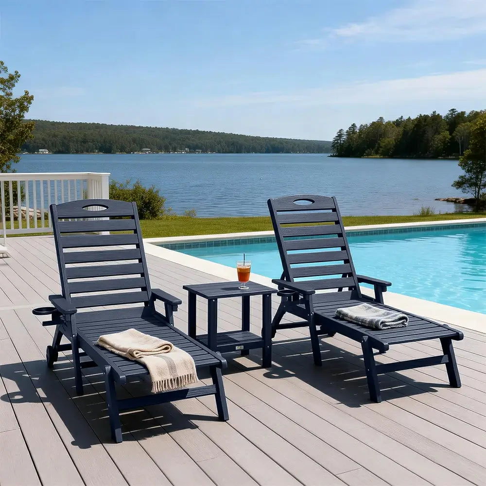 HDPE Patio Chaise Lounge with Arms