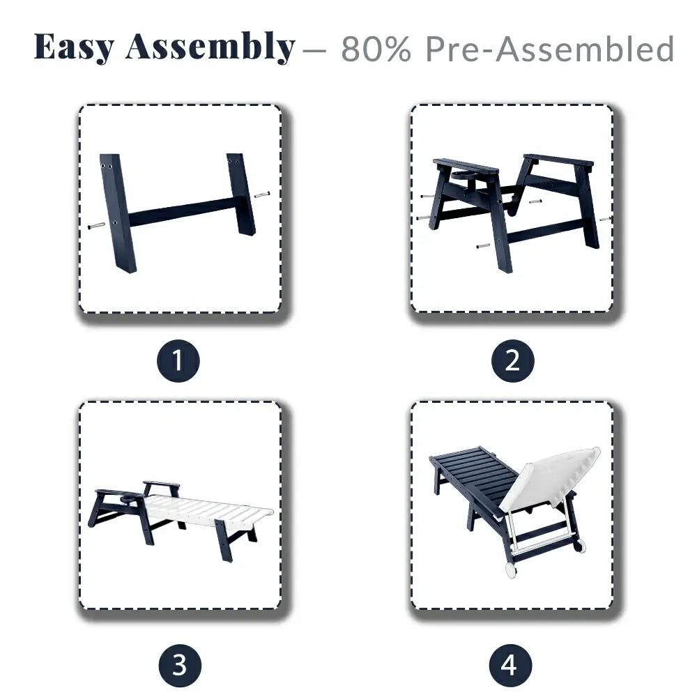 HDPE Patio Chaise Lounge with Arms