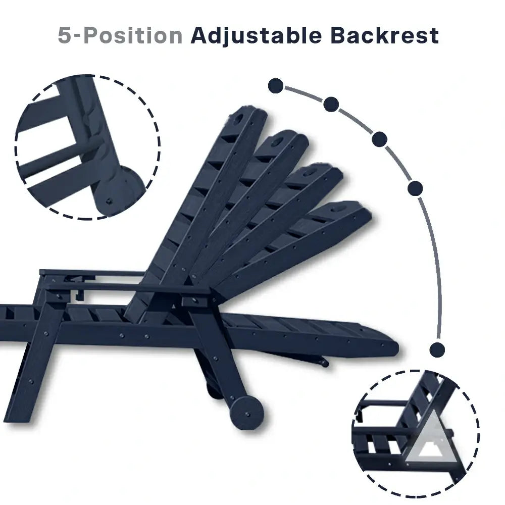HDPE Patio Chaise Lounge with Arms