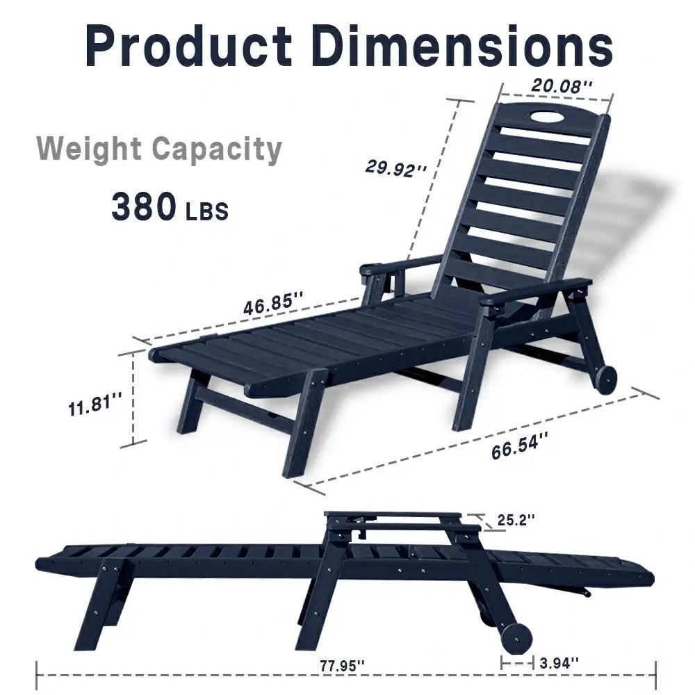 HDPE Patio Chaise Lounge with Arms